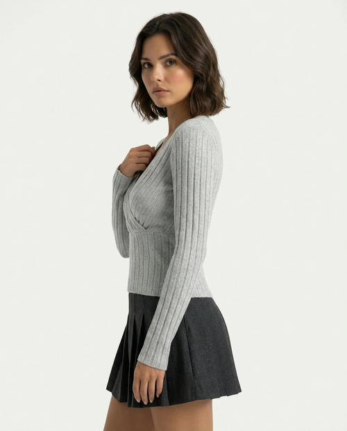 Amelia™ I Luxe Wrap Sweater - Grey